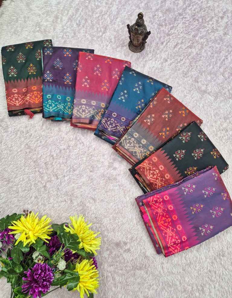 PURE SOFT BANARASI SILK SELF ZARI WEAVING IKKAT PATOLA SAREE