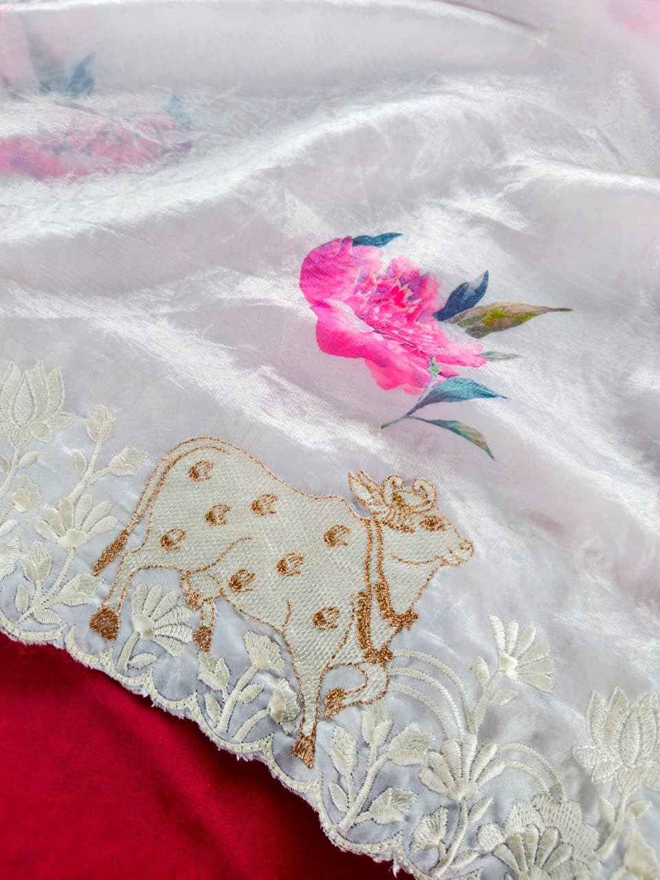 PURE SOFT GLASS TISSUE PICHWAI SAREE