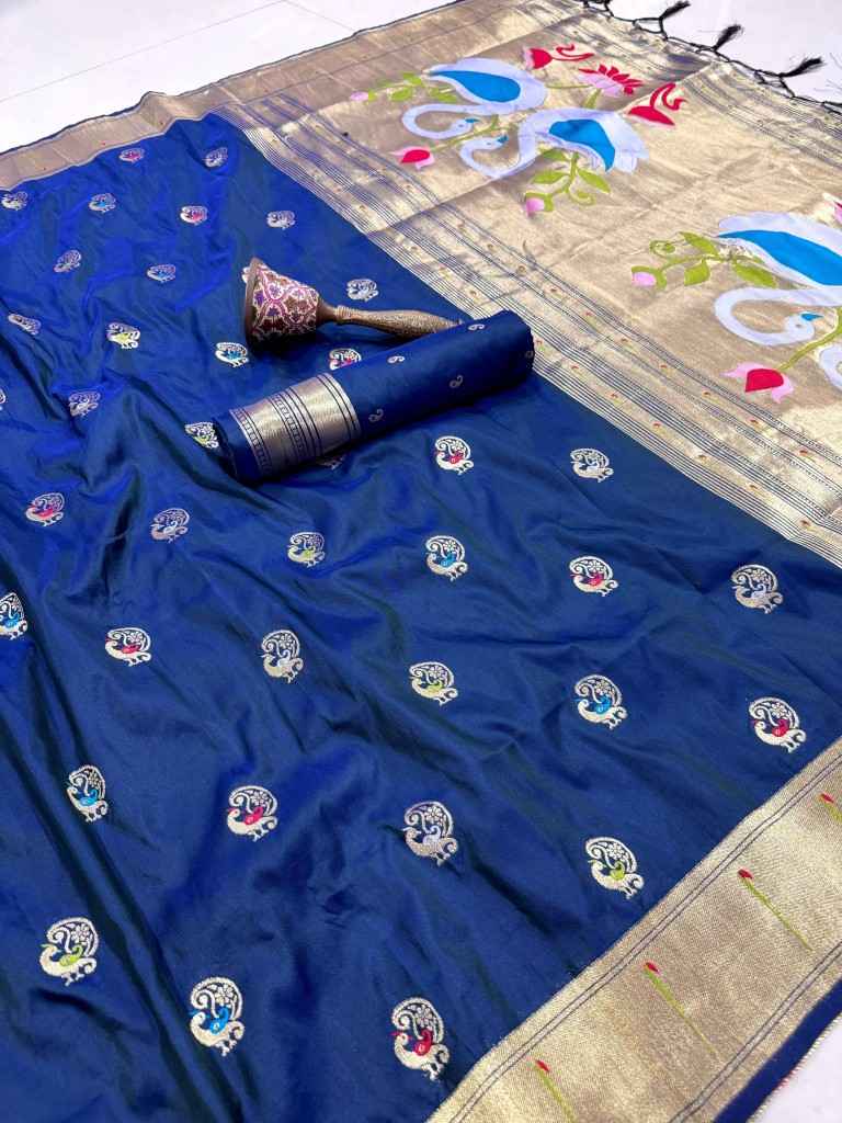 PURE SOFT KANCHIVRAM PAITHANI SILK MINA ZARI WEAVING SAREE