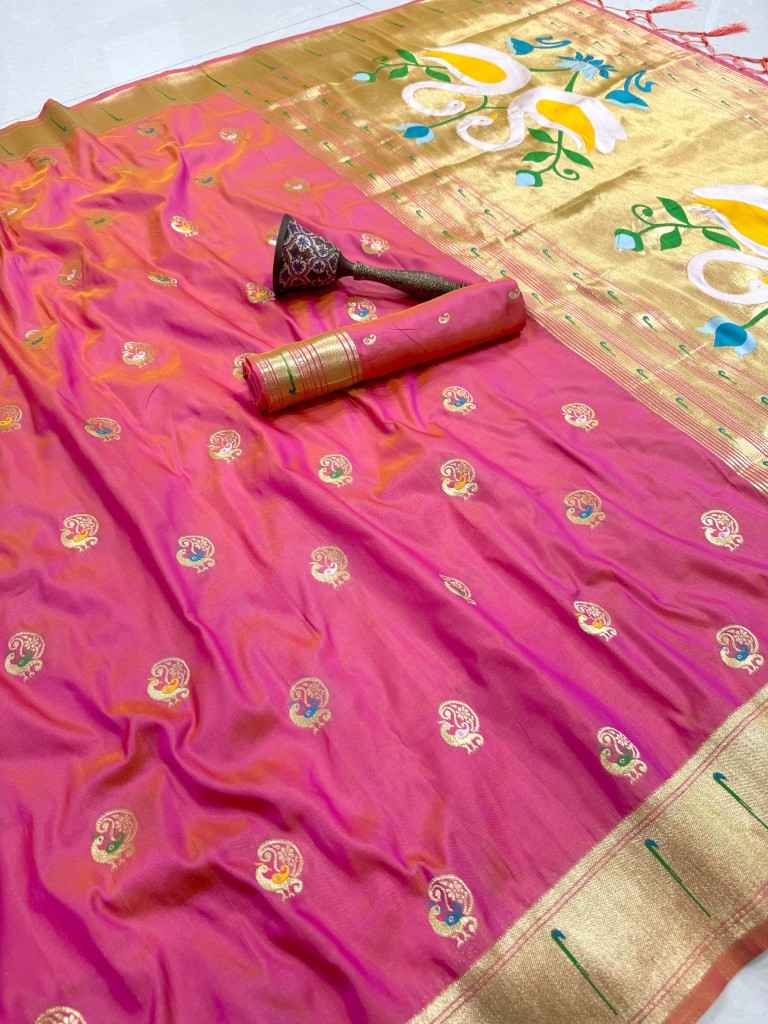 PURE SOFT KANCHIVRAM PAITHANI SILK MINA ZARI WEAVING SAREE