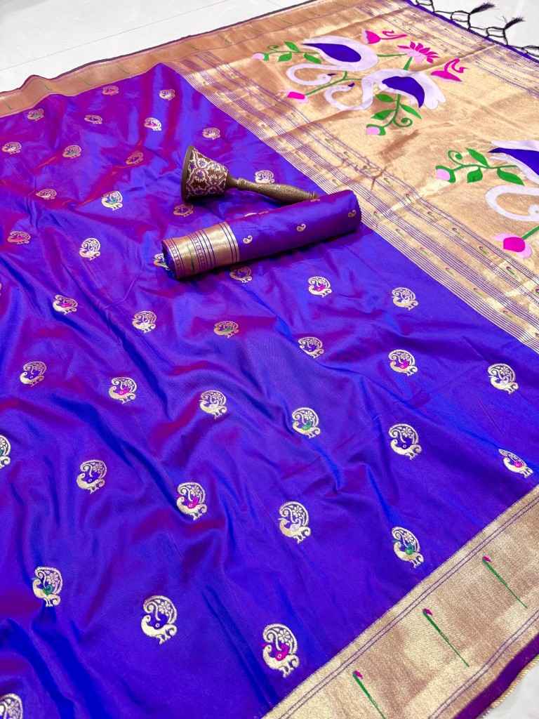PURE SOFT KANCHIVRAM PAITHANI SILK MINA ZARI WEAVING SAREE
