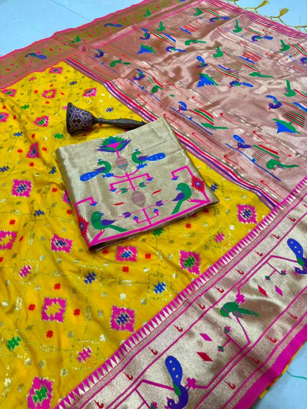 PURE SOFT KANCHIVRAM PATOLA PETHANI SILK ZARI WEAVING SAREE