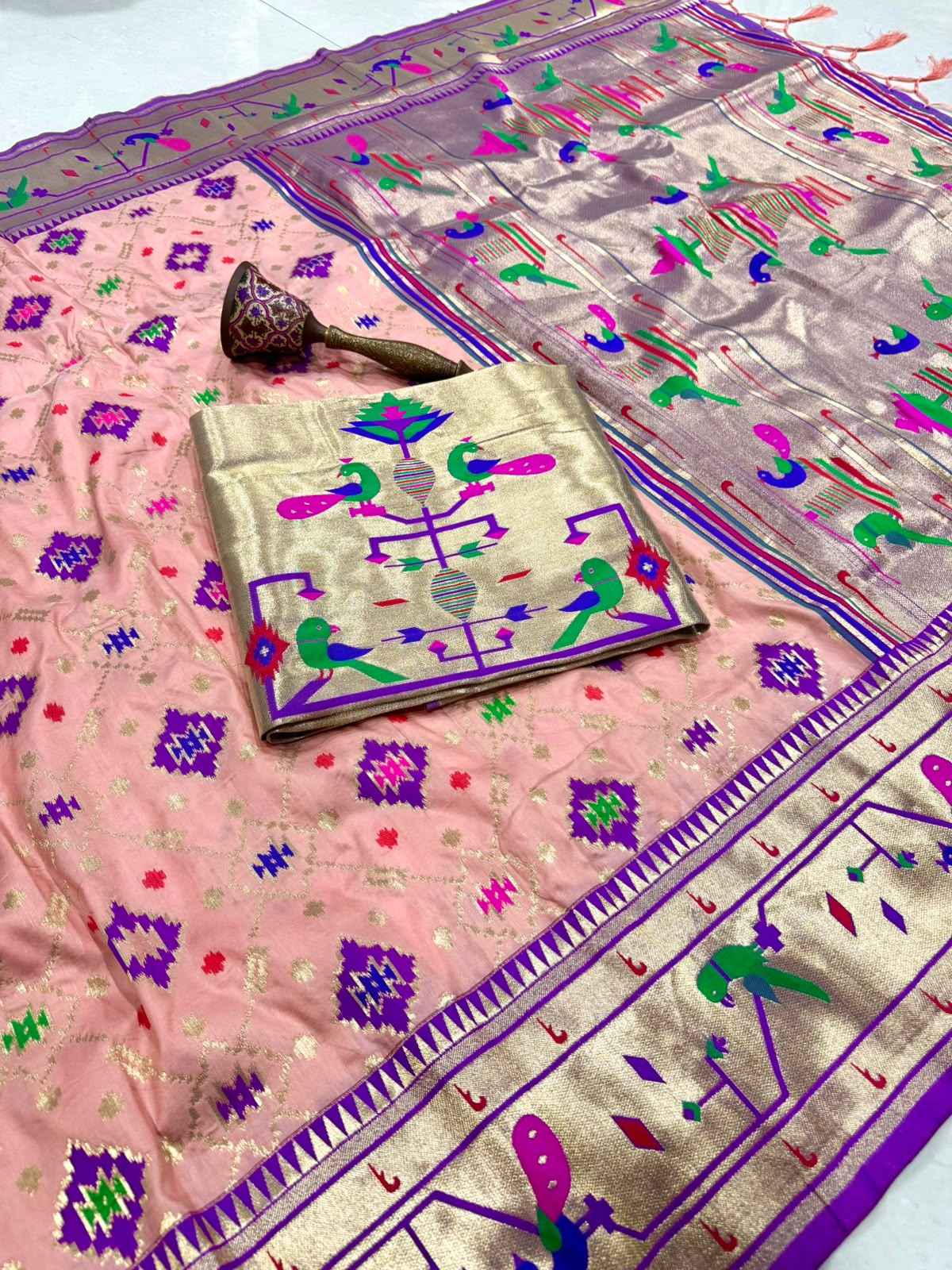 PURE SOFT KANCHIVRAM PATOLA PETHANI SILK ZARI WEAVING SAREE