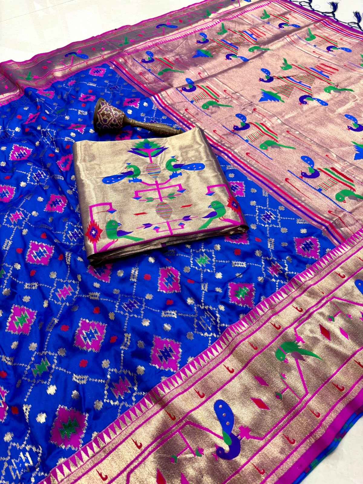 PURE SOFT KANCHIVRAM PATOLA PETHANI SILK ZARI WEAVING SAREE