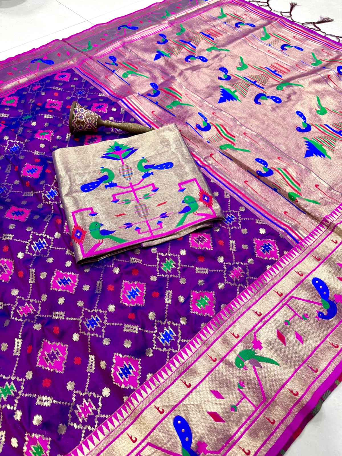PURE SOFT KANCHIVRAM PATOLA PETHANI SILK ZARI WEAVING SAREE