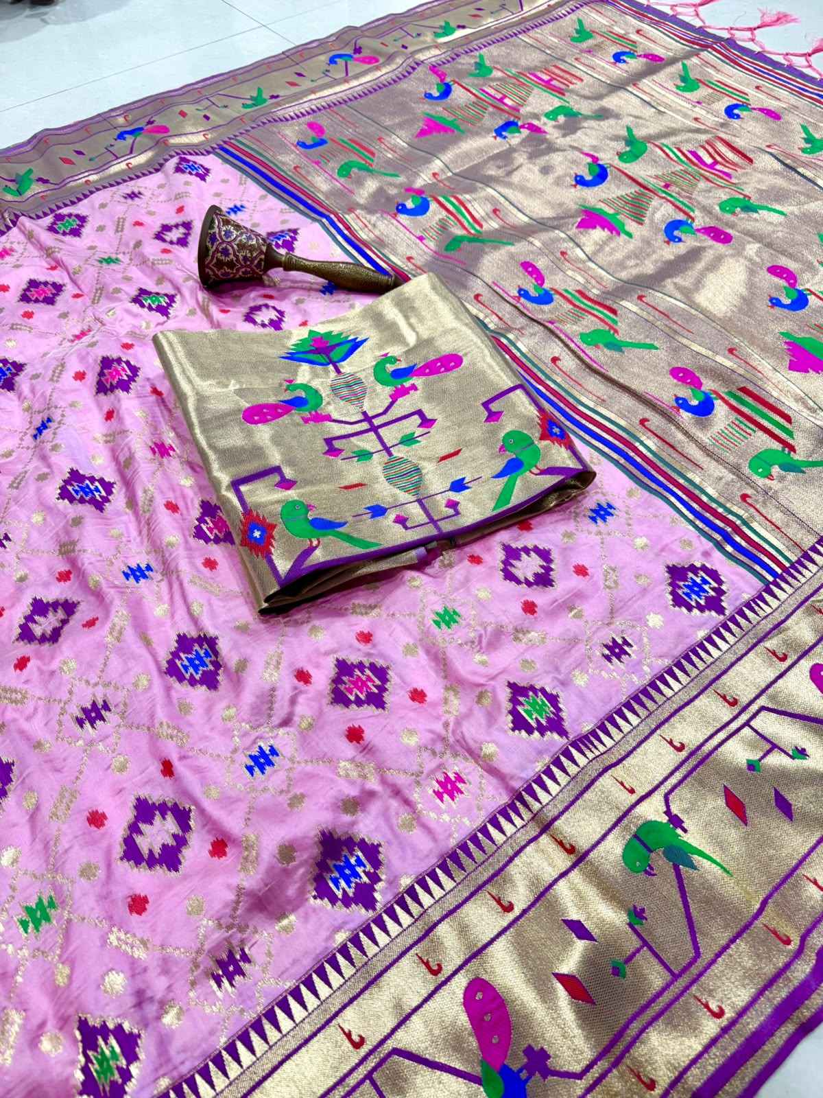 PURE SOFT KANCHIVRAM PATOLA PETHANI SILK ZARI WEAVING SAREE