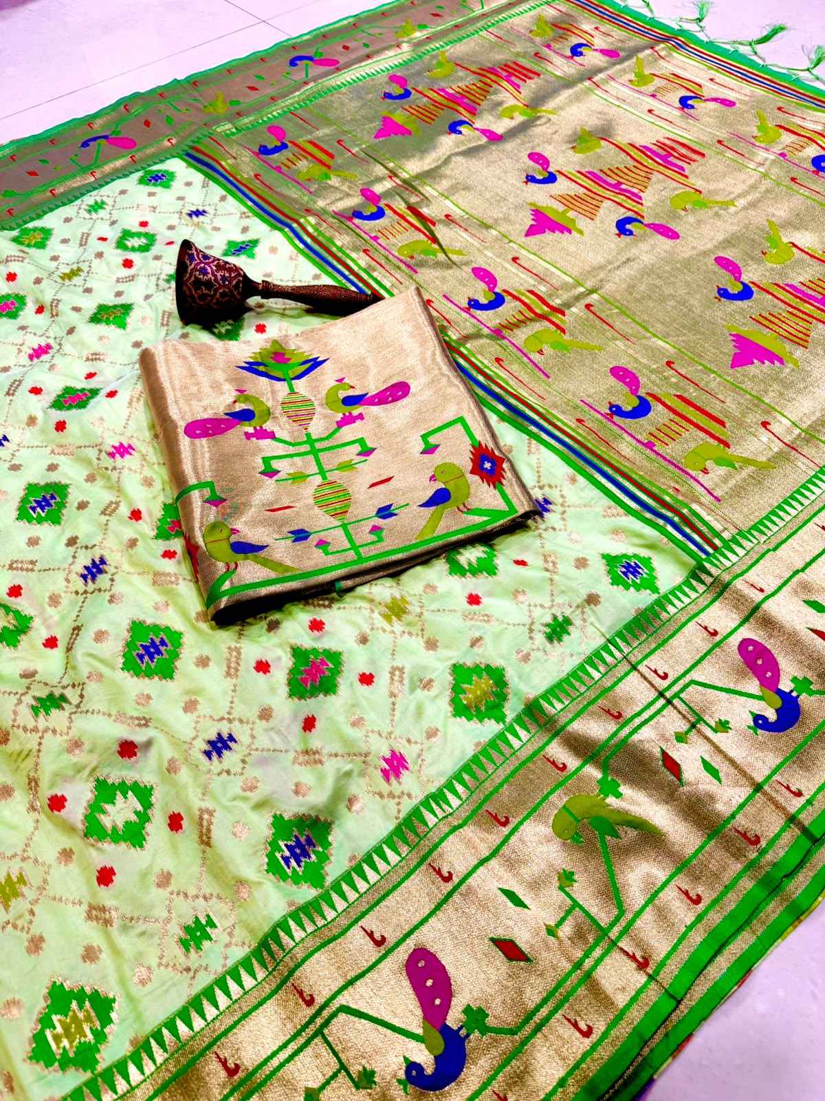 PURE SOFT KANCHIVRAM PATOLA PETHANI SILK ZARI WEAVING SAREE