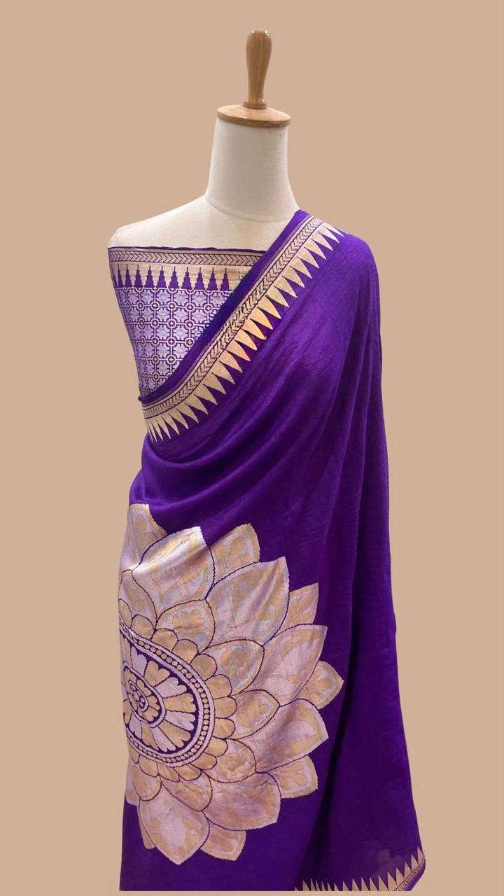 PURE SOFT KHADI GEORGETTE SILK ZARI WEAVING SAREE 