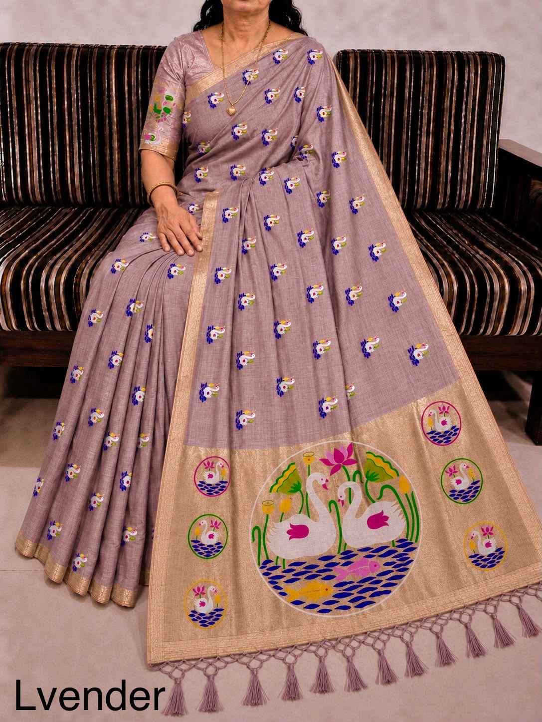 PURE SOFT MUGA COTTON FLOWER ZARI WEAVING SAREE 