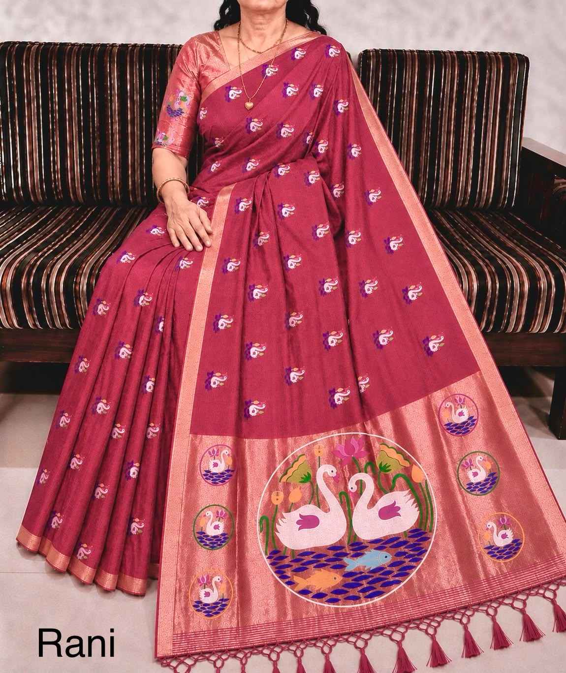 PURE SOFT MUGA COTTON FLOWER ZARI WEAVING SAREE 