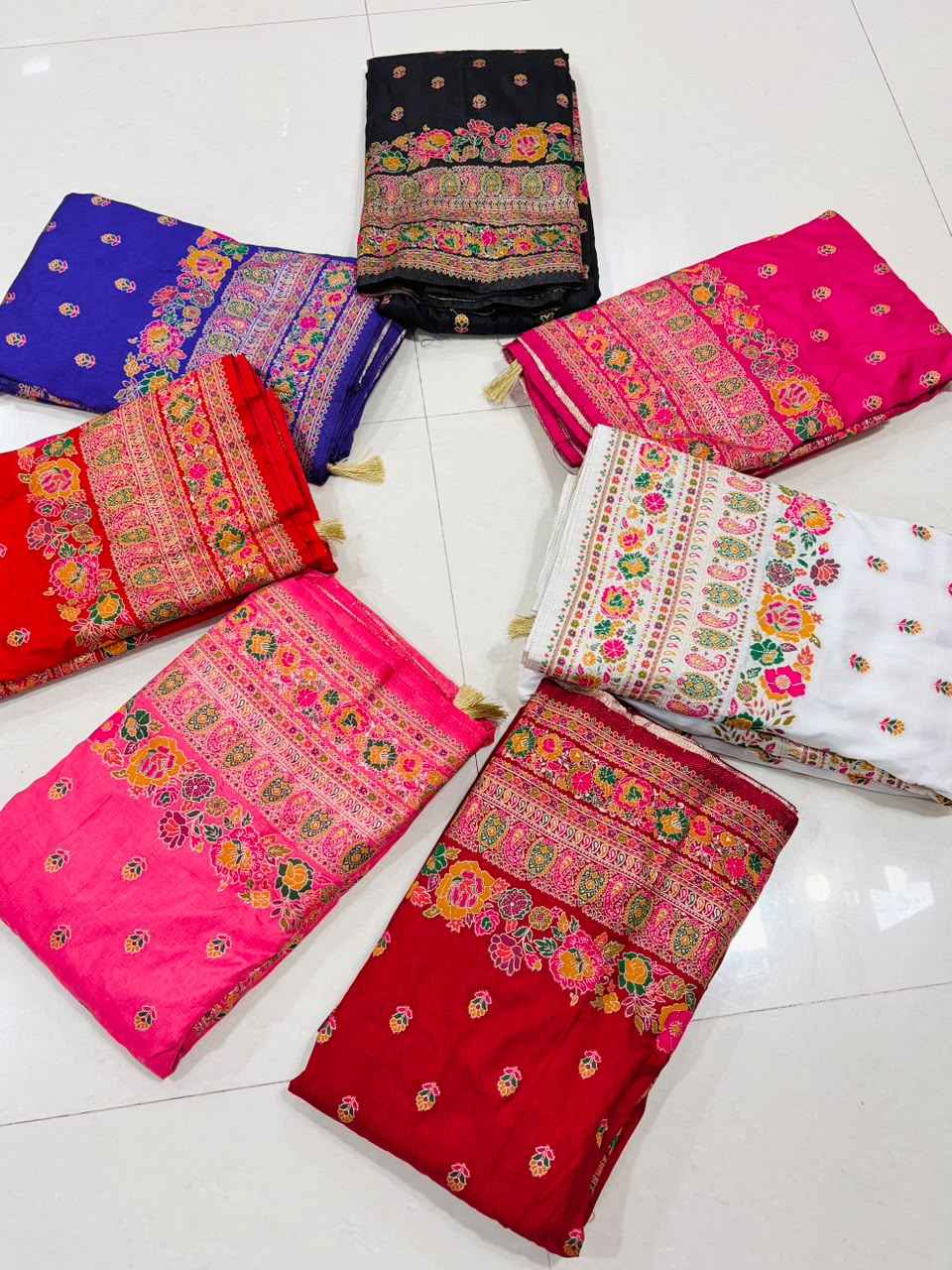 PURE SOFT RAJWADI PASHMINA SILK KASHMIRI THREAD ZARI WEAVING SAREE 1