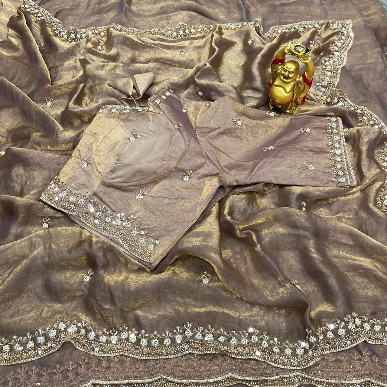 PURE SPACE SILK SEQUENCE AND CUTDANA HANDWORK SAREE 2