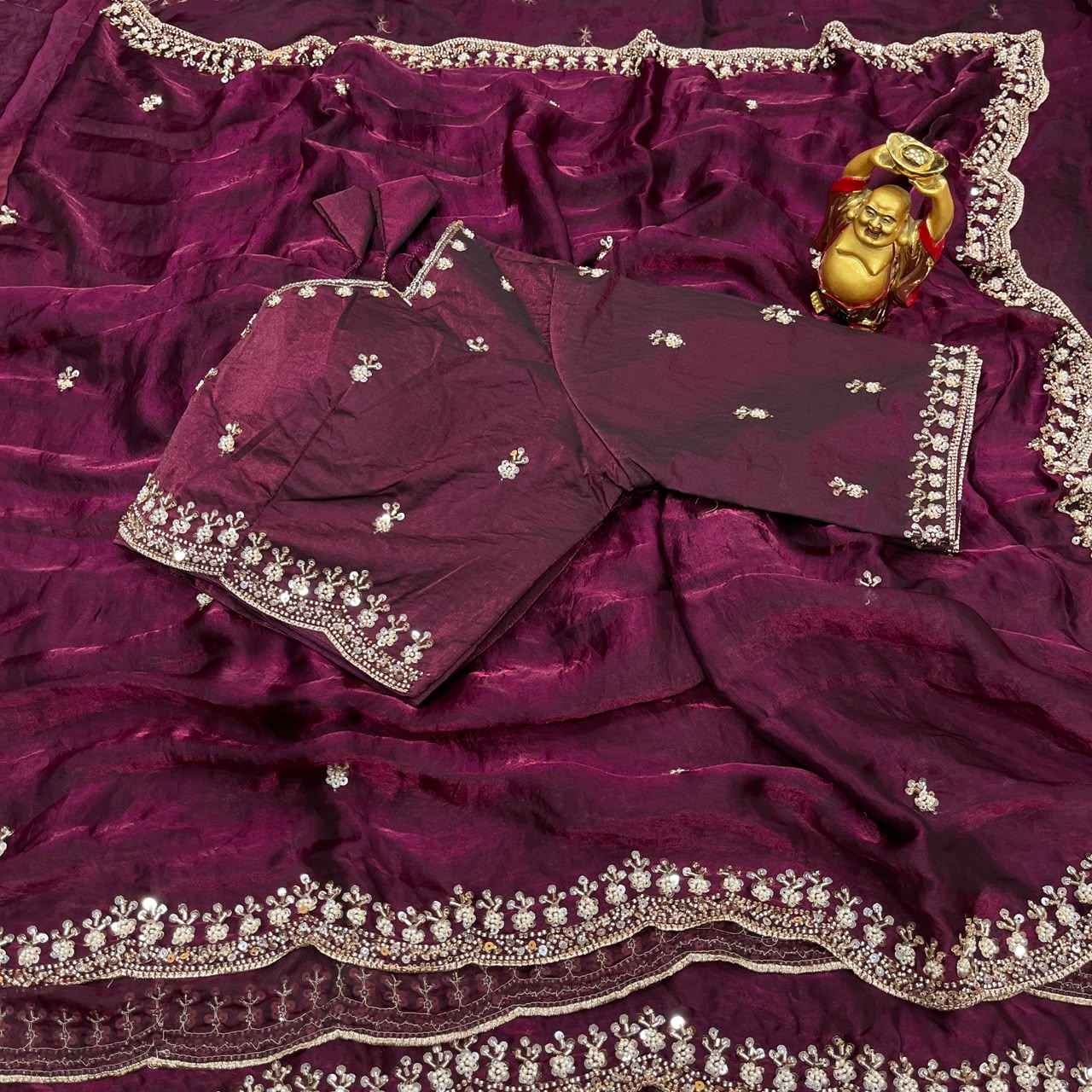 PURE SPACE SILK SEQUENCE AND CUTDANA HANDWORK SAREE 2