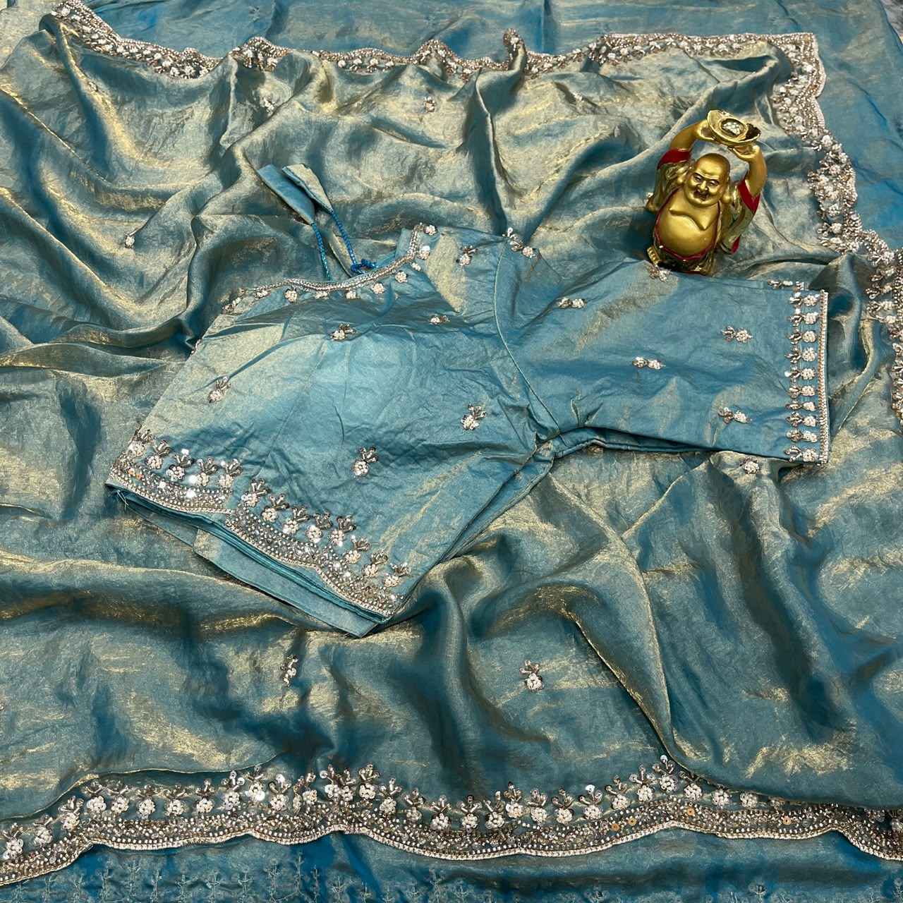 PURE SPACE SILK SEQUENCE AND CUTDANA HANDWORK SAREE 2