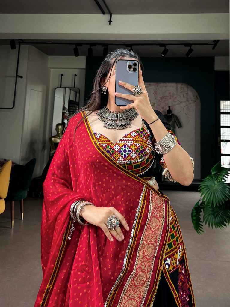RAYON KUTCHI EMBROIDERY PATCH WORK NAVRATRI LEHENGA CHOLI