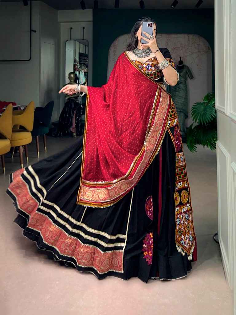 RAYON KUTCHI EMBROIDERY PATCH WORK NAVRATRI LEHENGA CHOLI