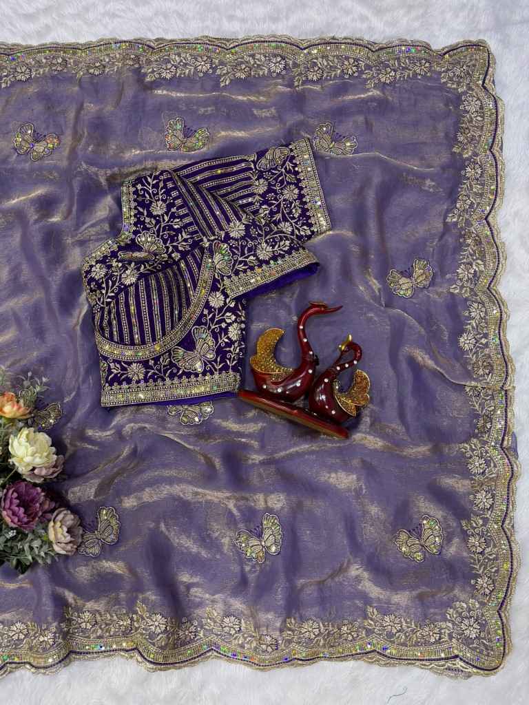 SOFT FRENDY SATIN SEQUENCE EMBROIDERY WORK SAREE