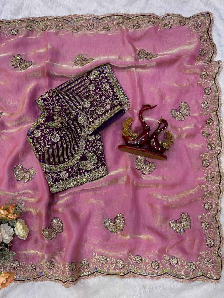 SOFT FRENDY SATIN SEQUENCE EMBROIDERY WORK SAREE