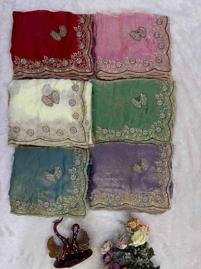 SOFT FRENDY SATIN SEQUENCE EMBROIDERY WORK SAREE
