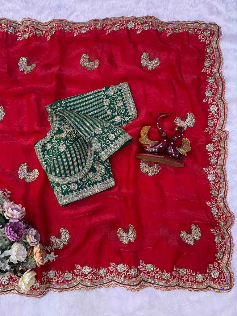 SOFT FRENDY SATIN SEQUENCE EMBROIDERY WORK SAREE