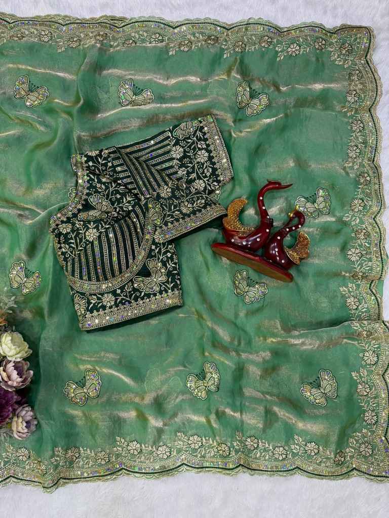 SOFT FRENDY SATIN SEQUENCE EMBROIDERY WORK SAREE