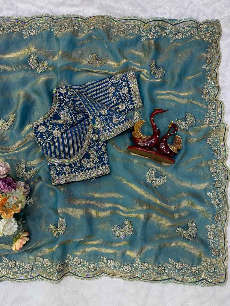SOFT FRENDY SATIN SEQUENCE EMBROIDERY WORK SAREE