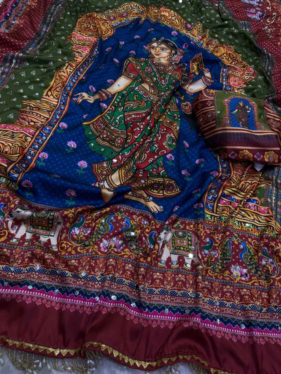 SOFT JAPAN SATIN MIRROR WORK SAREE 
