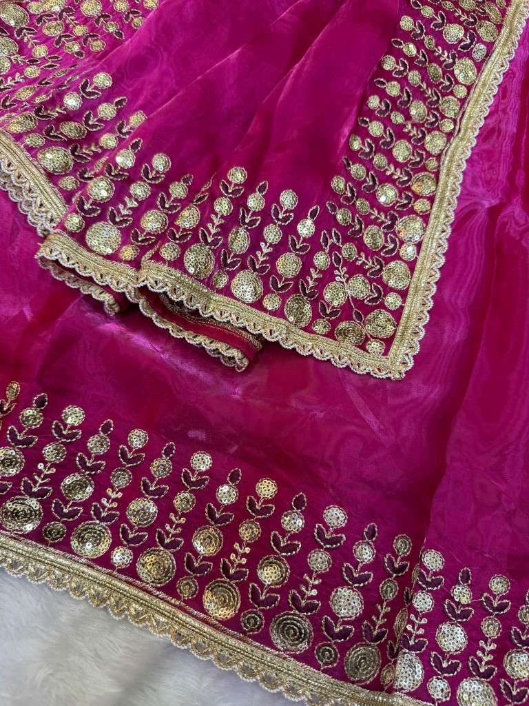 SOFT JIMMY SATIN SEQUENCE EMBROIDERY WORK SAREE 
