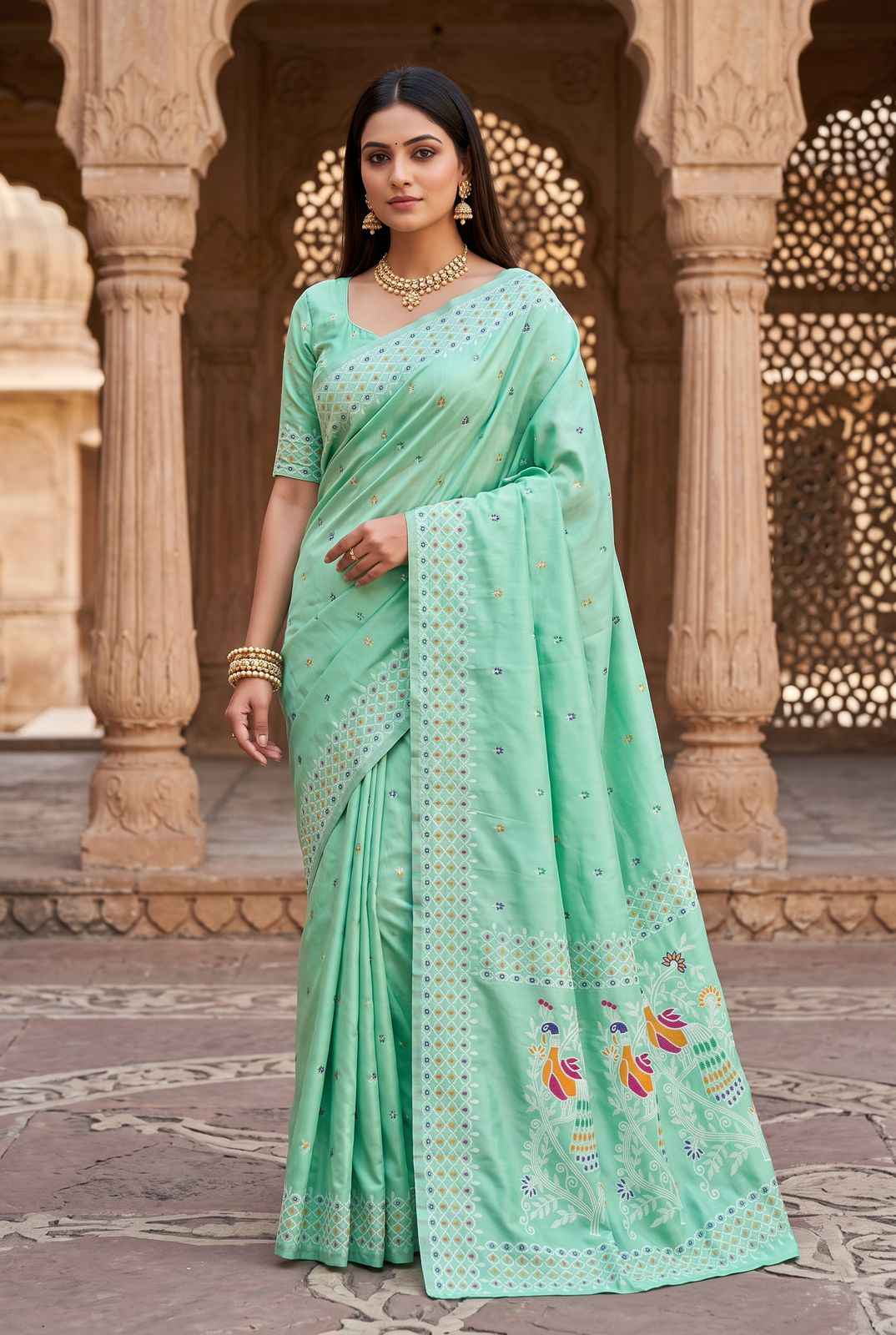 PREMIUM SOFT KANNI SILK MEENAKARI WEAVING SAREE 