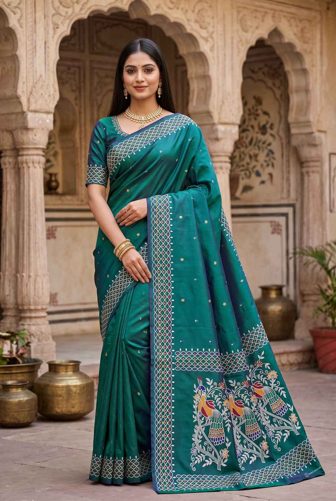 PREMIUM SOFT KANNI SILK MEENAKARI WEAVING SAREE 