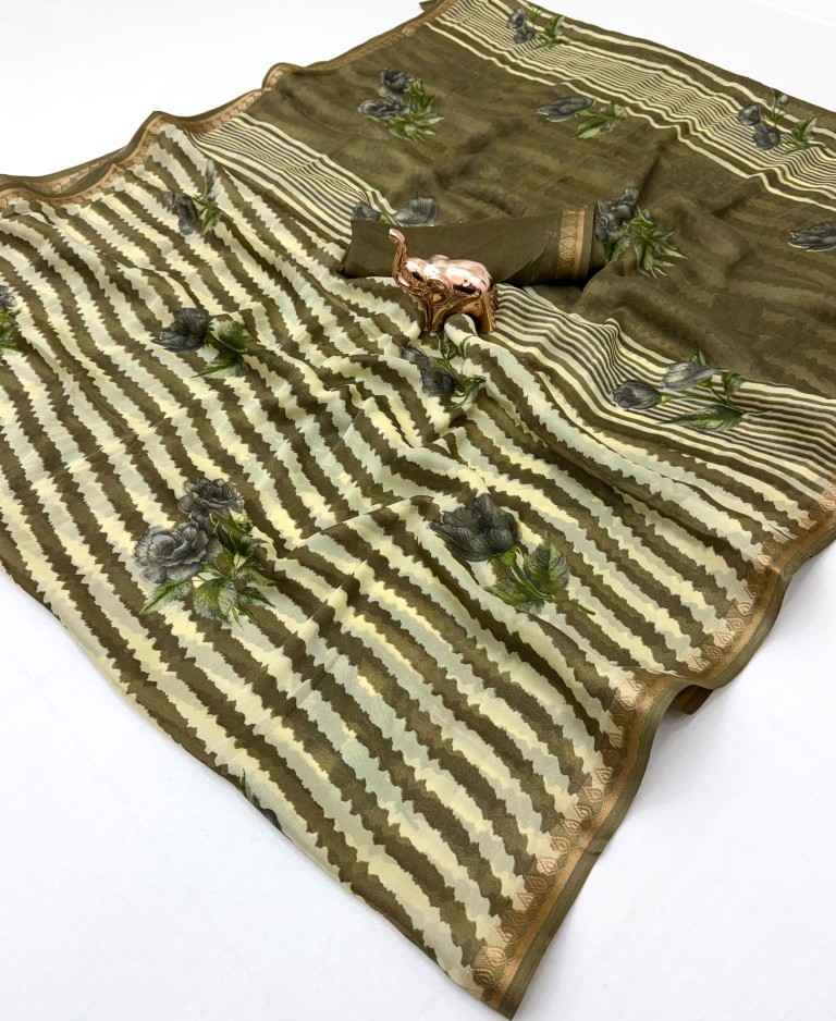 PURE SOFT MARSHMALLOW 3D LEHARIYA FLORAL PRINTED SAREE