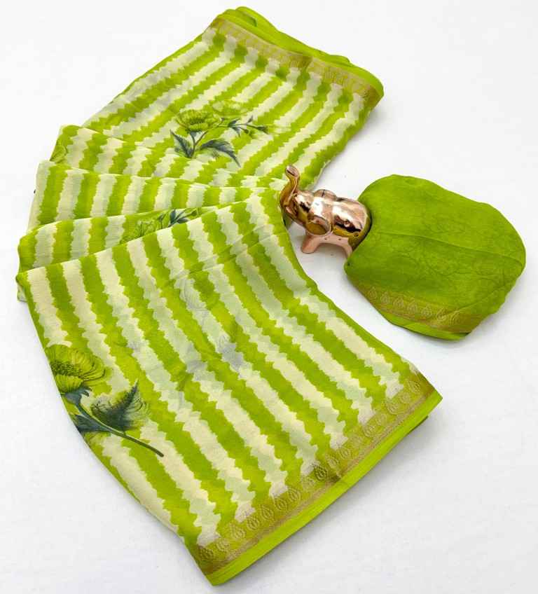 PURE SOFT MARSHMALLOW 3D LEHARIYA FLORAL PRINTED SAREE