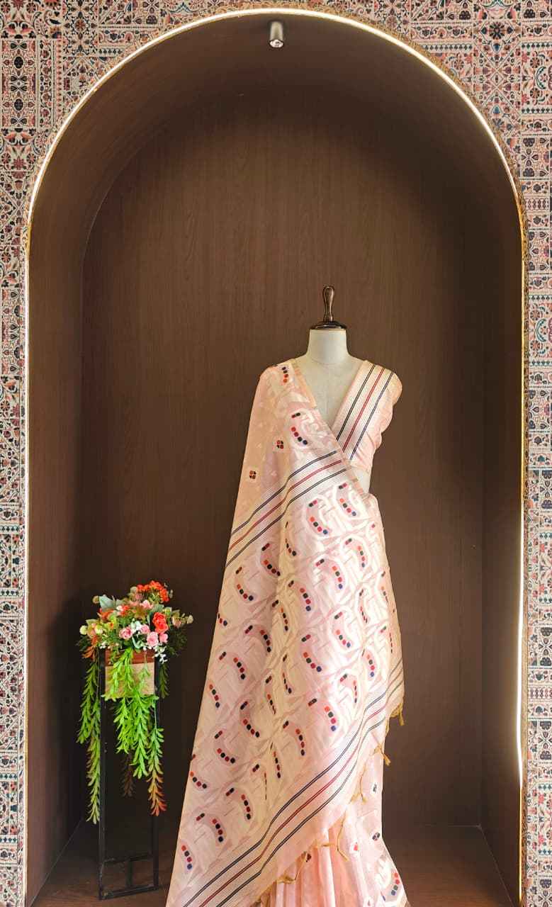 SOFT MUGA COTTON MEENA JAMDANI WEAVING SAREE