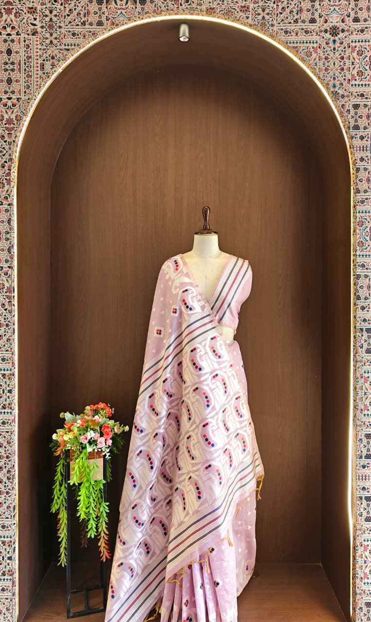 SOFT MUGA COTTON MEENA JAMDANI WEAVING SAREE