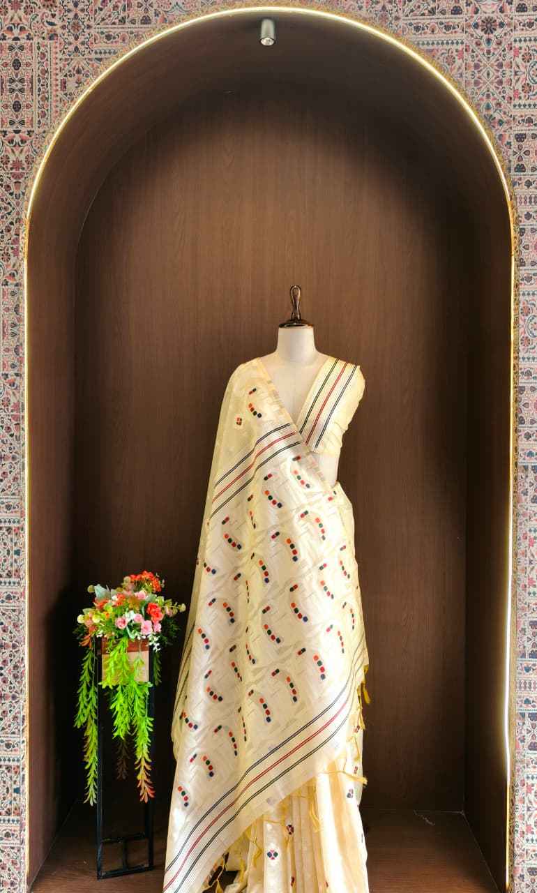 SOFT MUGA COTTON MEENA JAMDANI WEAVING SAREE