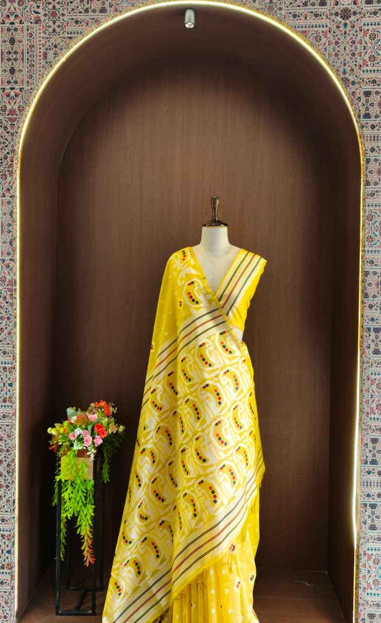 SOFT MUGA COTTON MEENA JAMDANI WEAVING SAREE