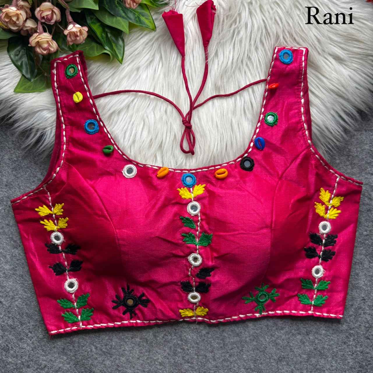 HEAVY SOFT PHANTOM SILK KAUDI & MIRROR WORK NAVRATRI BLOUSE