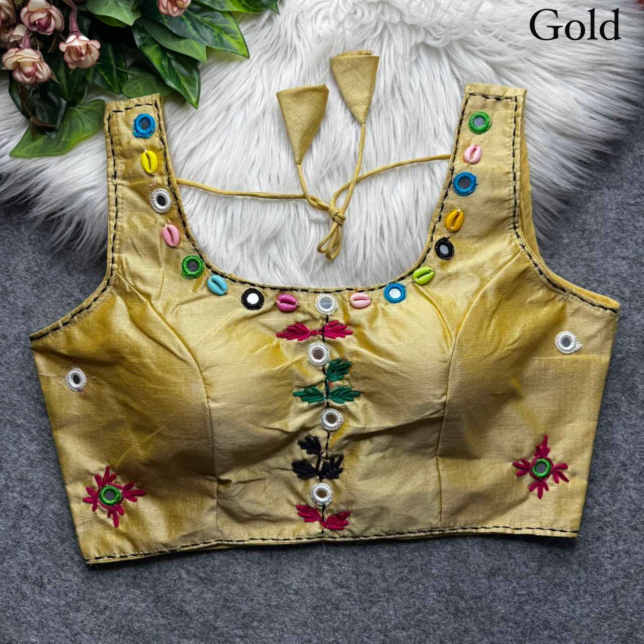 HEAVY SOFT PHANTOM SILK KAUDI & MIRROR WORK NAVRATRI BLOUSE