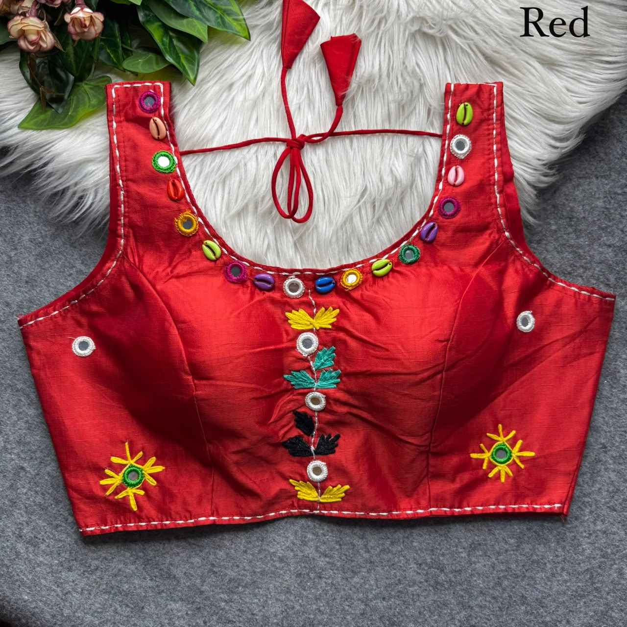HEAVY SOFT PHANTOM SILK KAUDI & MIRROR WORK NAVRATRI BLOUSE