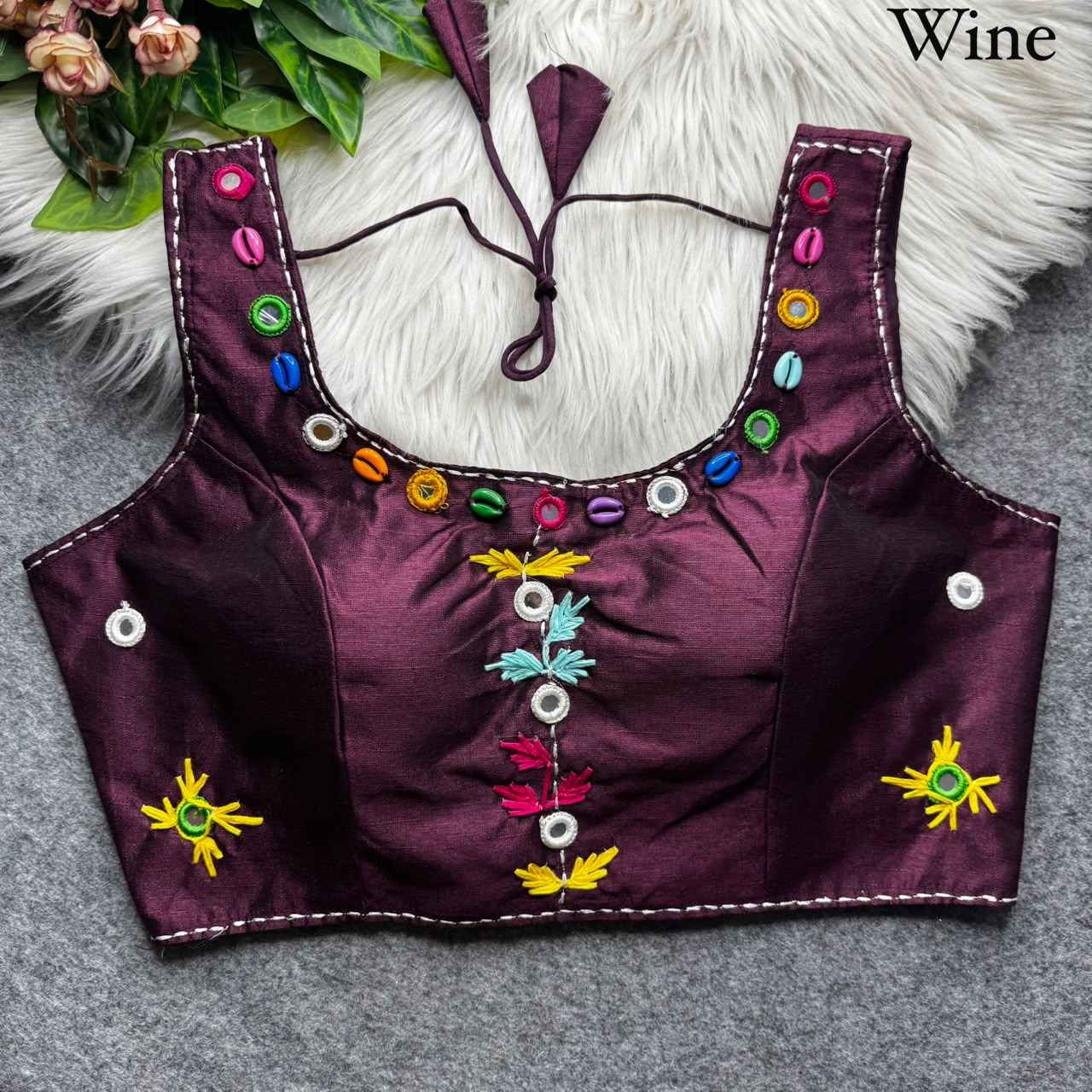 HEAVY SOFT PHANTOM SILK KAUDI & MIRROR WORK NAVRATRI BLOUSE