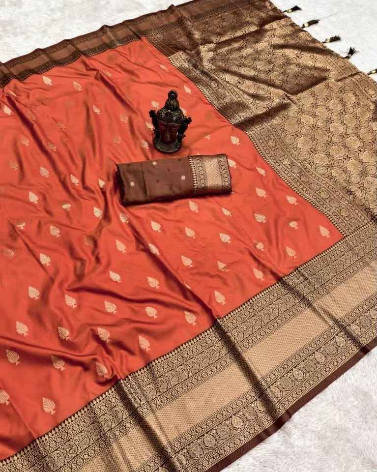 SOFT PURE BANARASI SILK SELF ZARI WEAVING RETRO COLOR SAREE 
