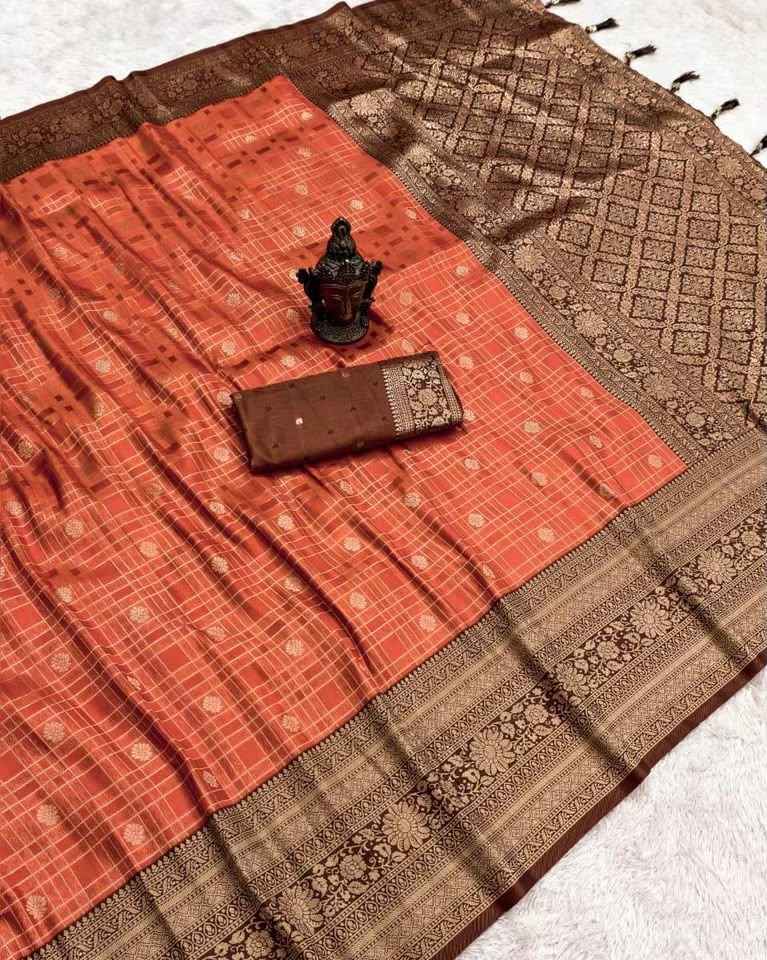 SOFT PURE BANARASI SILK SELF ZARI WEAVING RETRO COLOR SAREE 