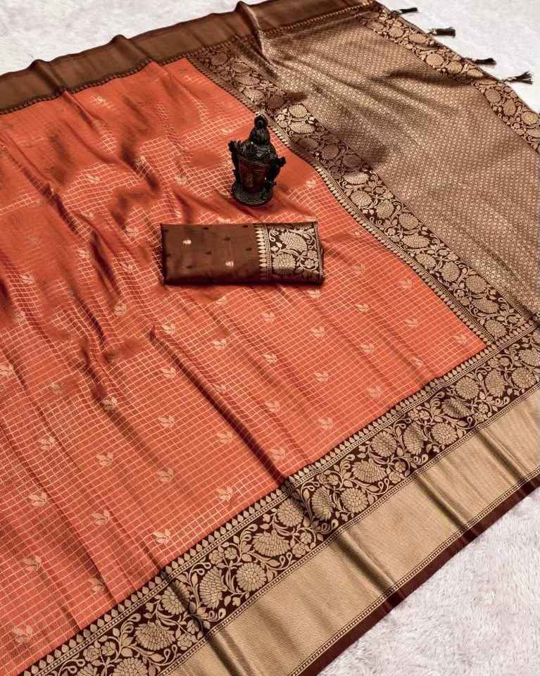SOFT PURE BANARASI SILK SELF ZARI WEAVING RETRO COLOR SAREE 