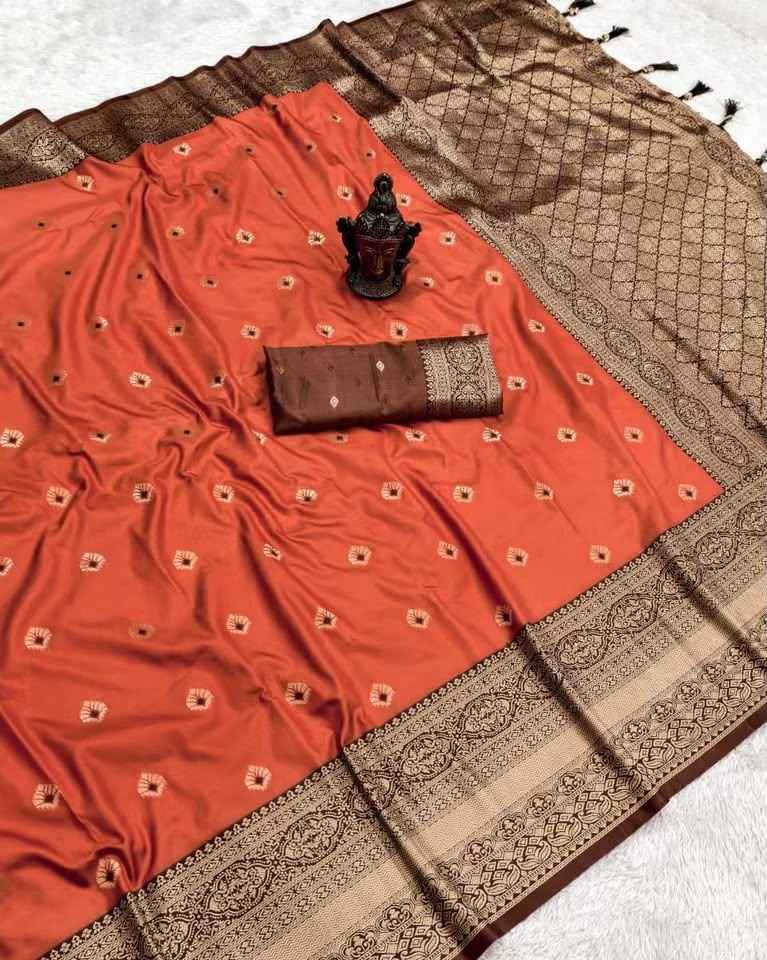 SOFT PURE BANARASI SILK SELF ZARI WEAVING RETRO COLOR SAREE 