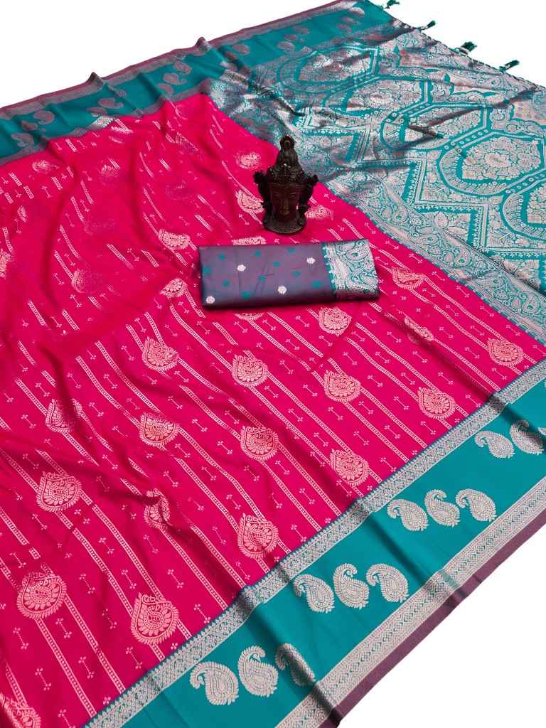 SOFT PURE BANARASI SILK SELF ZARI WEAVING SAREE 2