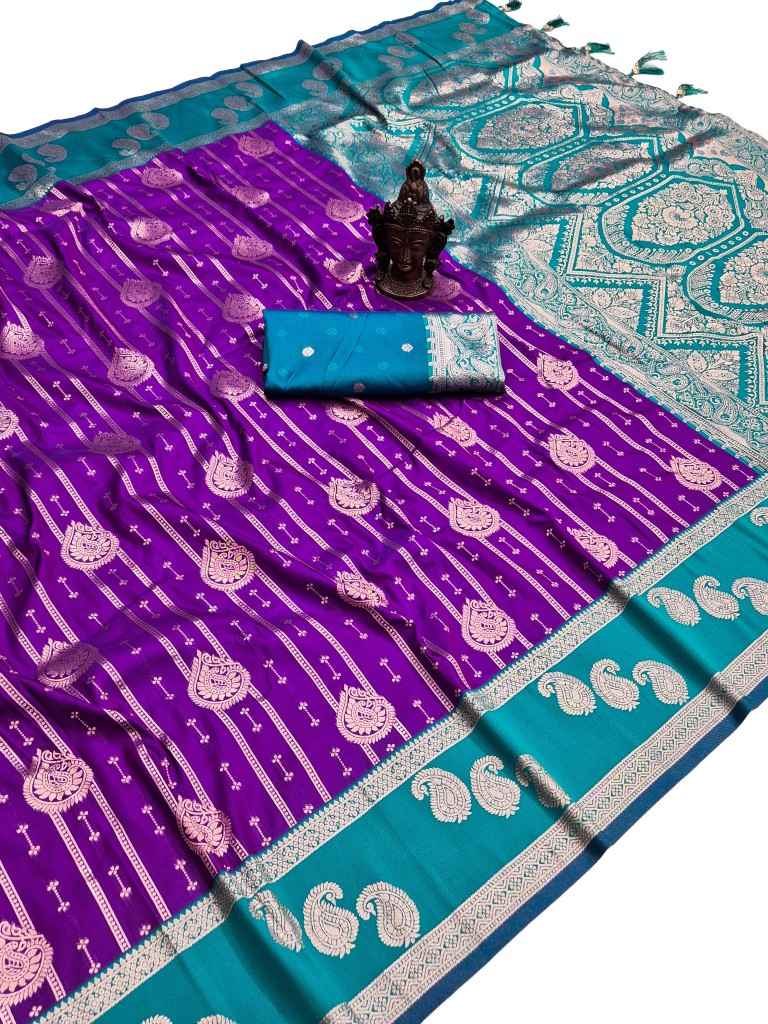 SOFT PURE BANARASI SILK SELF ZARI WEAVING SAREE 2