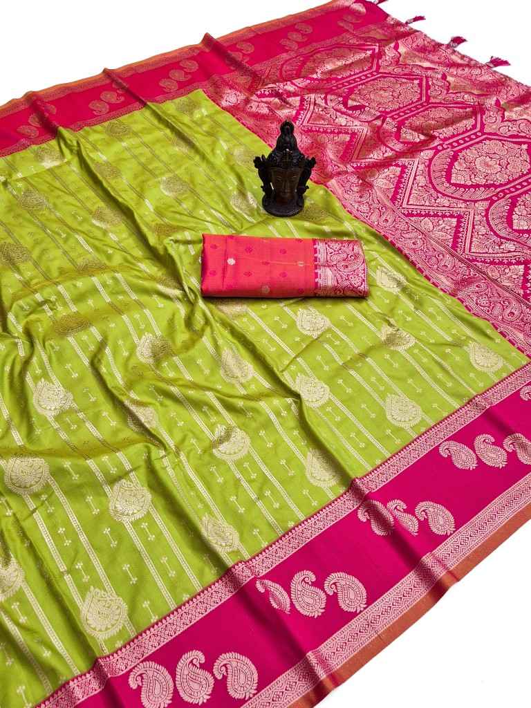 SOFT PURE BANARASI SILK SELF ZARI WEAVING SAREE 2