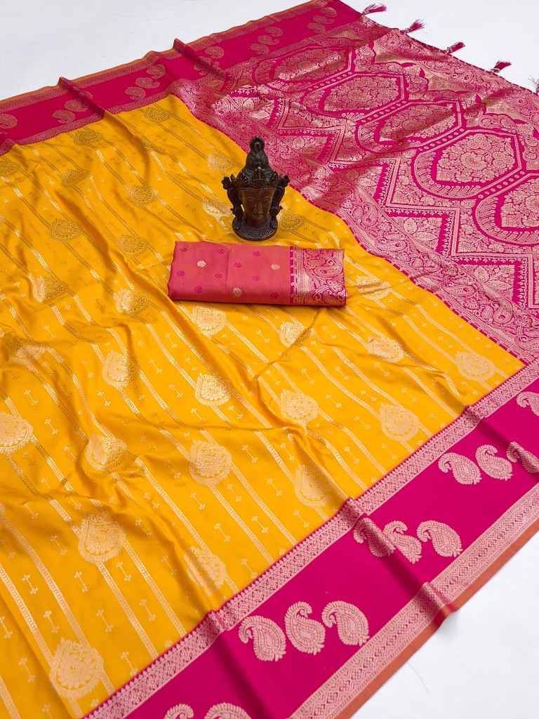 SOFT PURE BANARASI SILK SELF ZARI WEAVING SAREE 2