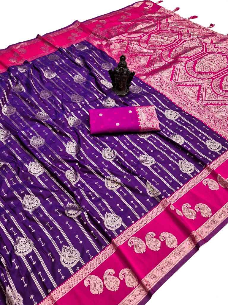 SOFT PURE BANARASI SILK SELF ZARI WEAVING SAREE 2
