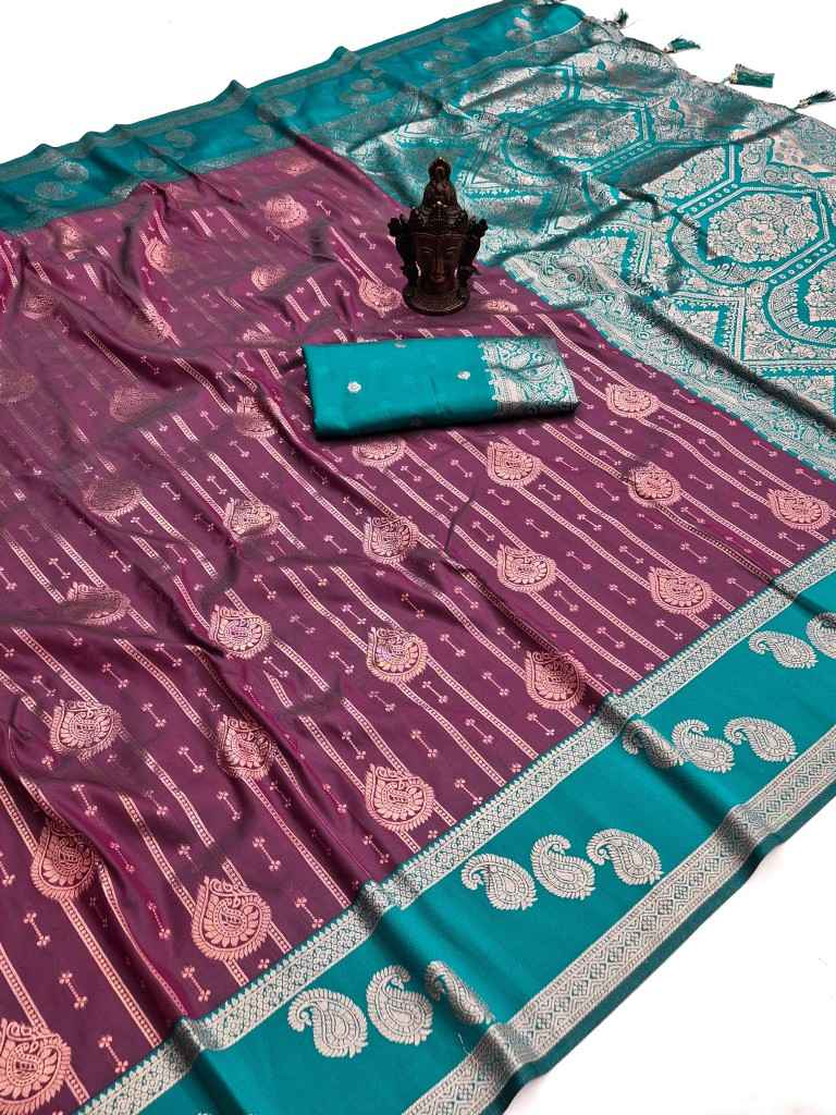 SOFT PURE BANARASI SILK SELF ZARI WEAVING SAREE 2